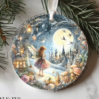 Fairy Christmas Ceramic Ornament Set of 2, 4, or 6 Ornaments - image2